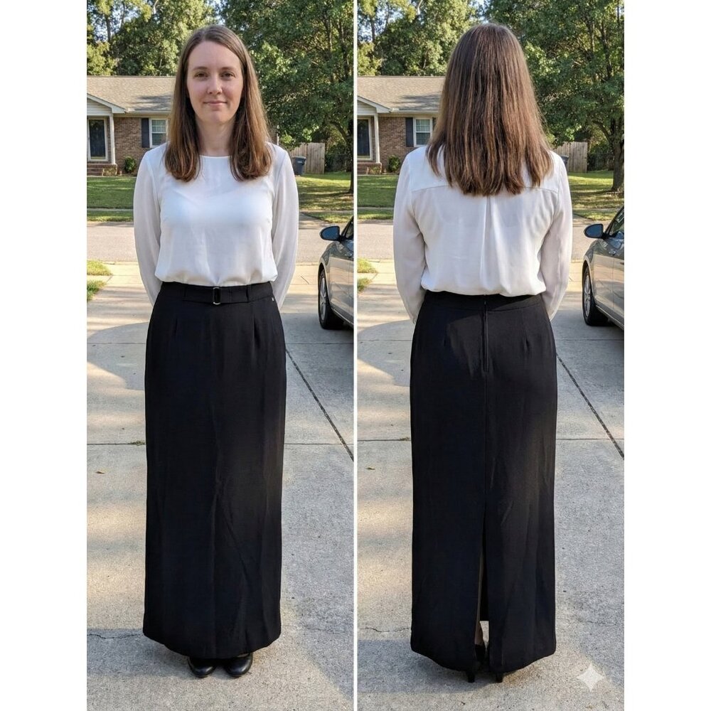 Vintage Tall Girl Black Maxi Skirt Size 15 Y2K Goth Slit Adjustable Waist